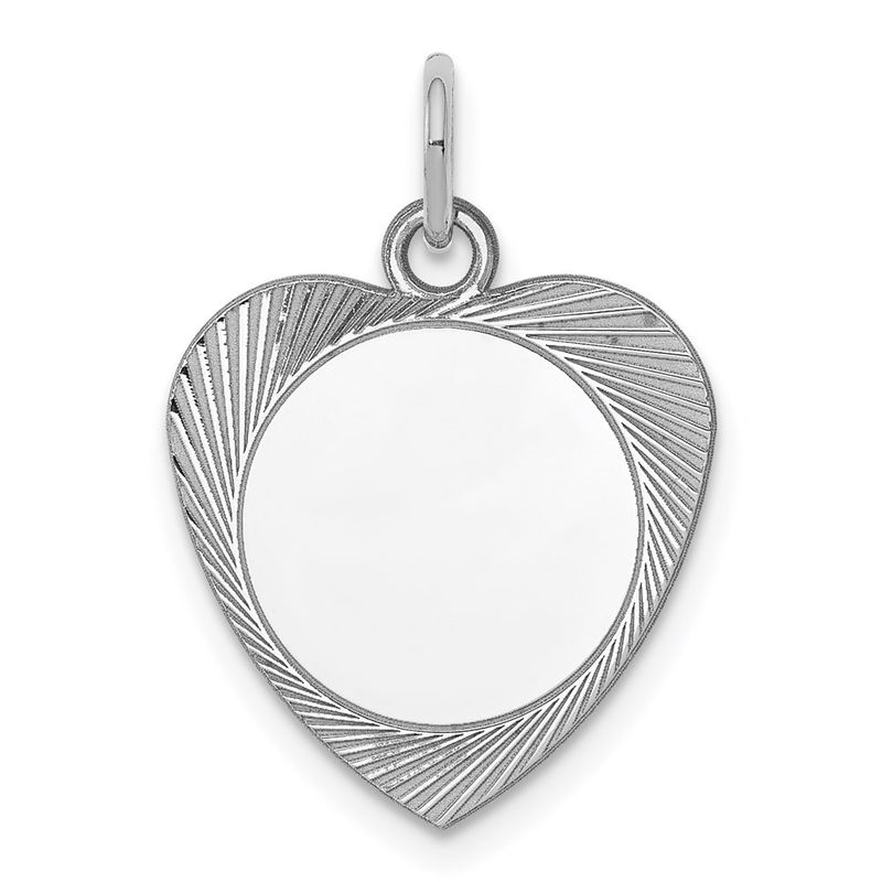 Kazi Luxury Ss Rh-Plt Engraveable Heart Polished FrontSatin Back Disc Charm 52$